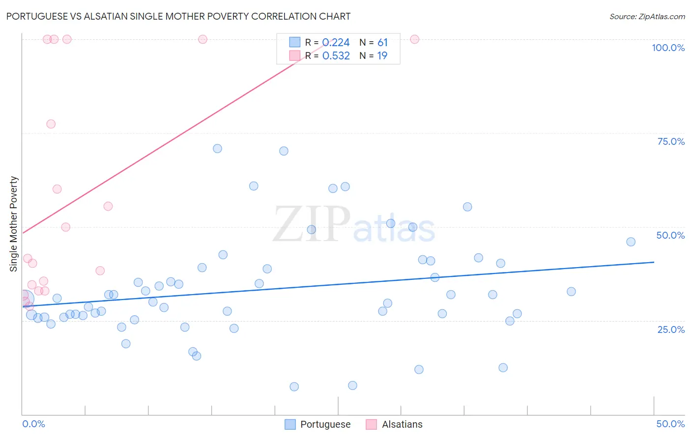 Portuguese vs Alsatian Single Mother Poverty