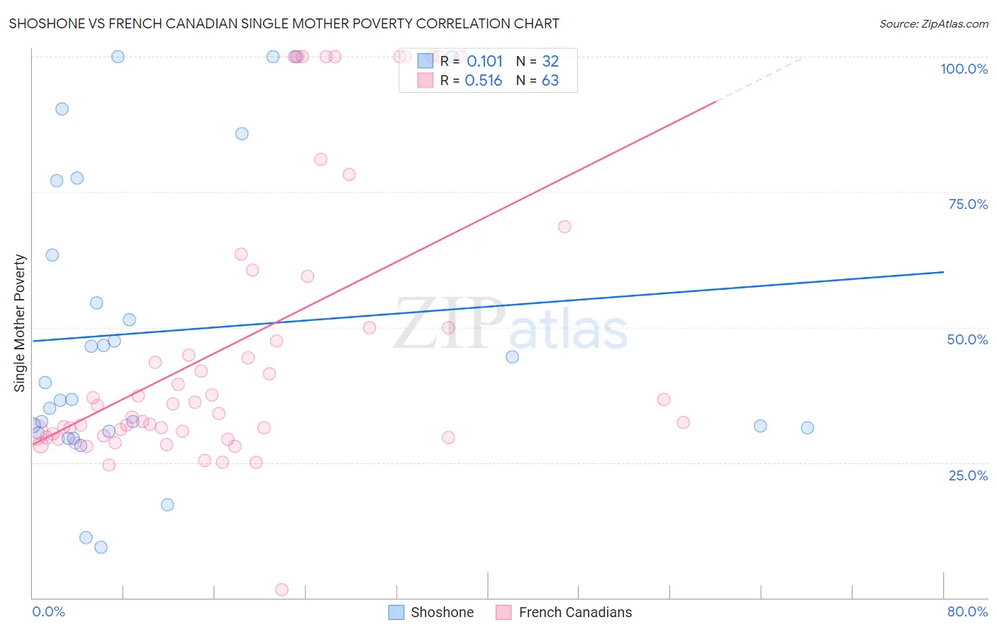 Shoshone vs French Canadian Single Mother Poverty