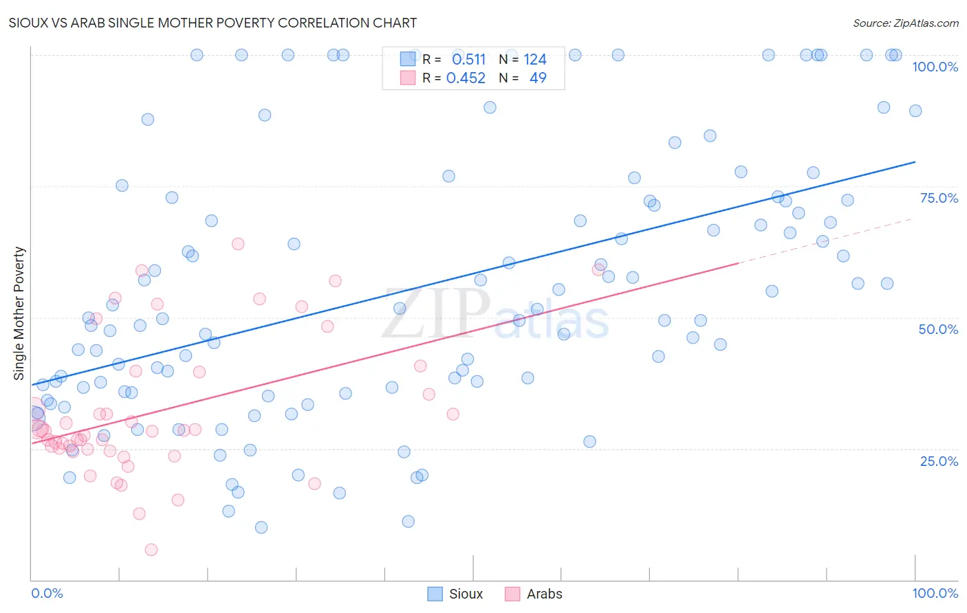 Sioux vs Arab Single Mother Poverty