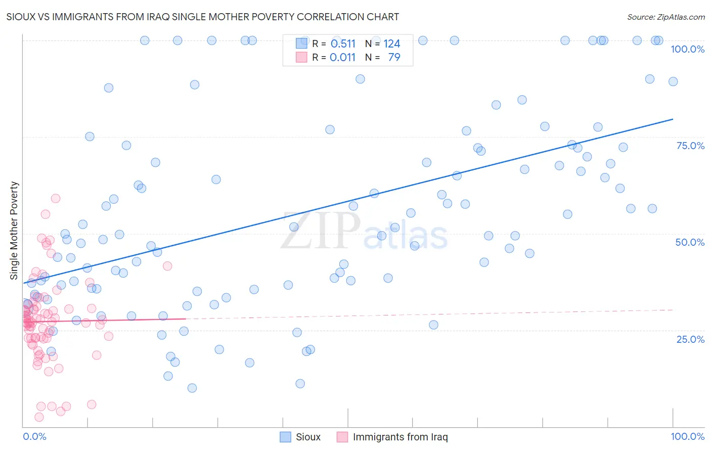 Sioux vs Immigrants from Iraq Single Mother Poverty