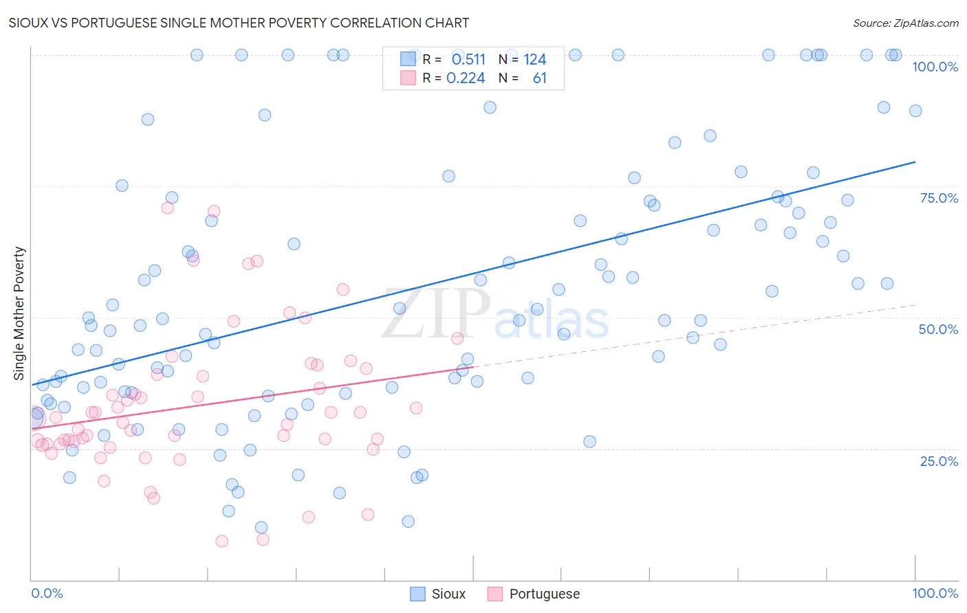 Sioux vs Portuguese Single Mother Poverty