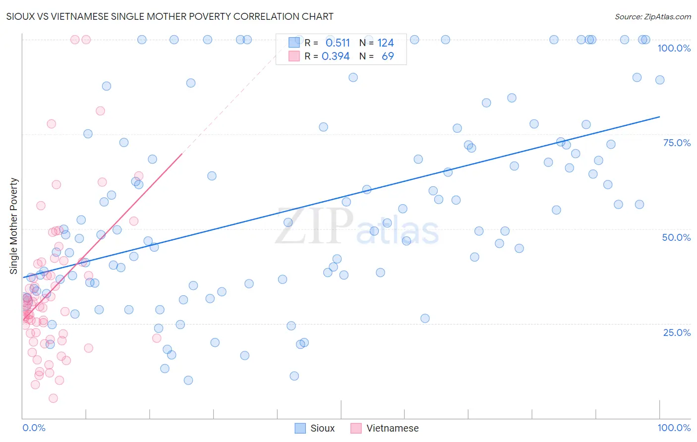 Sioux vs Vietnamese Single Mother Poverty