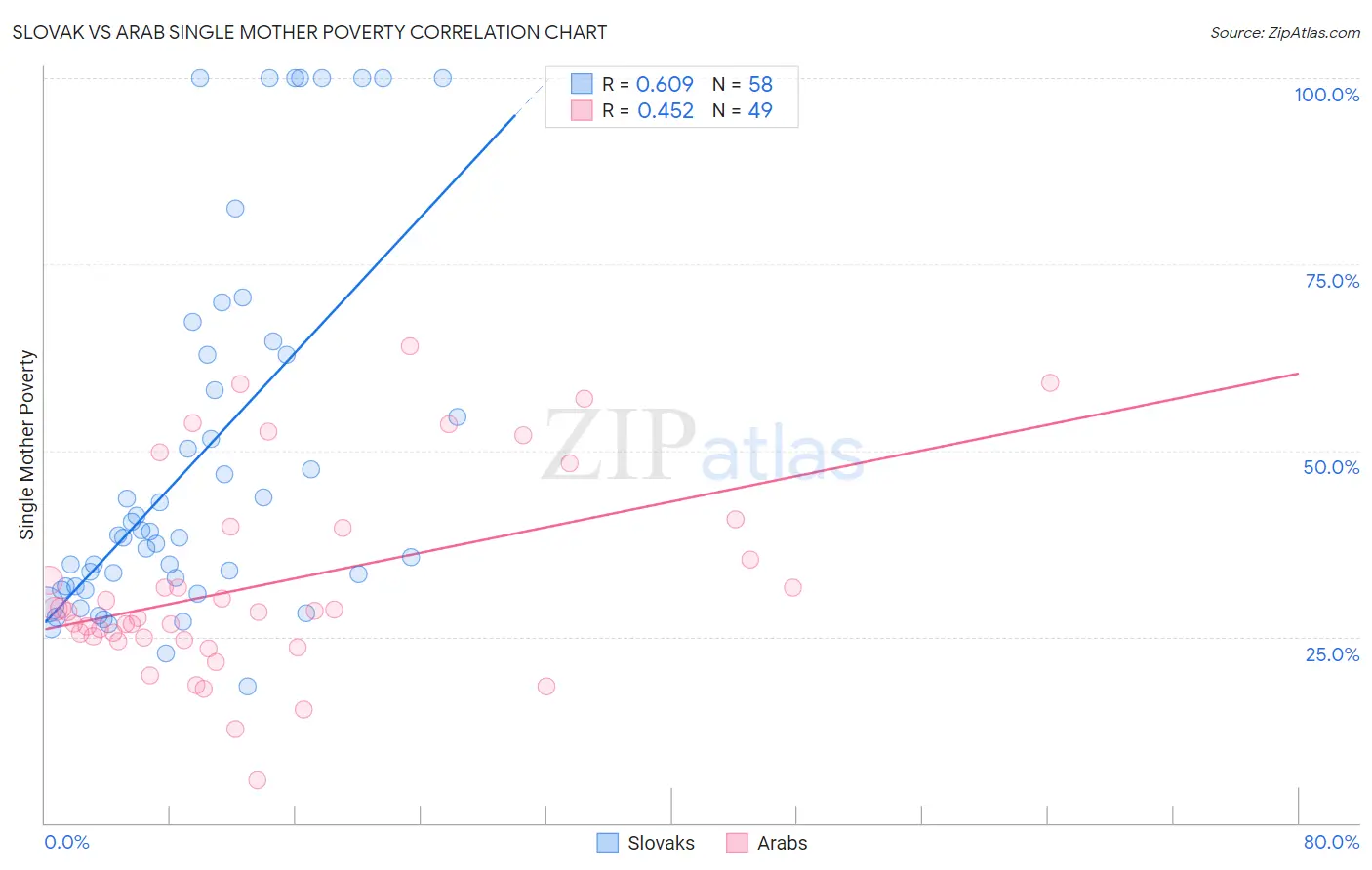 Slovak vs Arab Single Mother Poverty