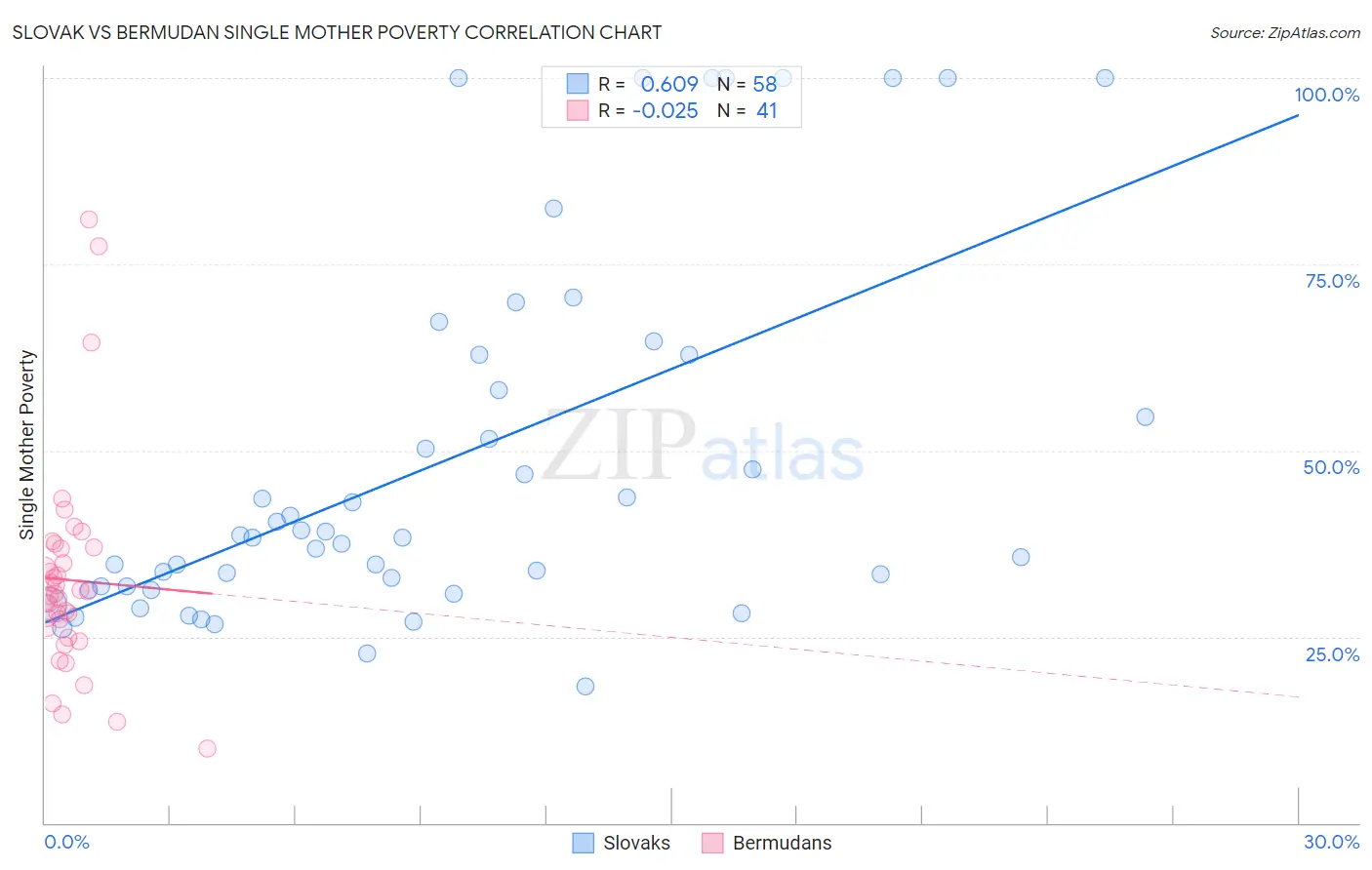 Slovak vs Bermudan Single Mother Poverty