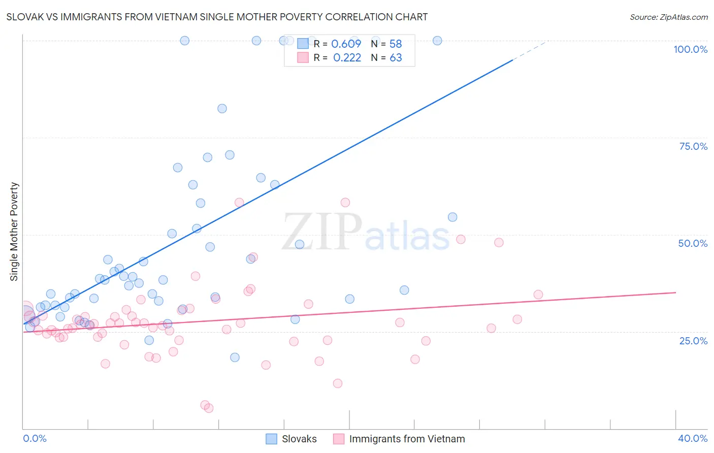 Slovak vs Immigrants from Vietnam Single Mother Poverty
