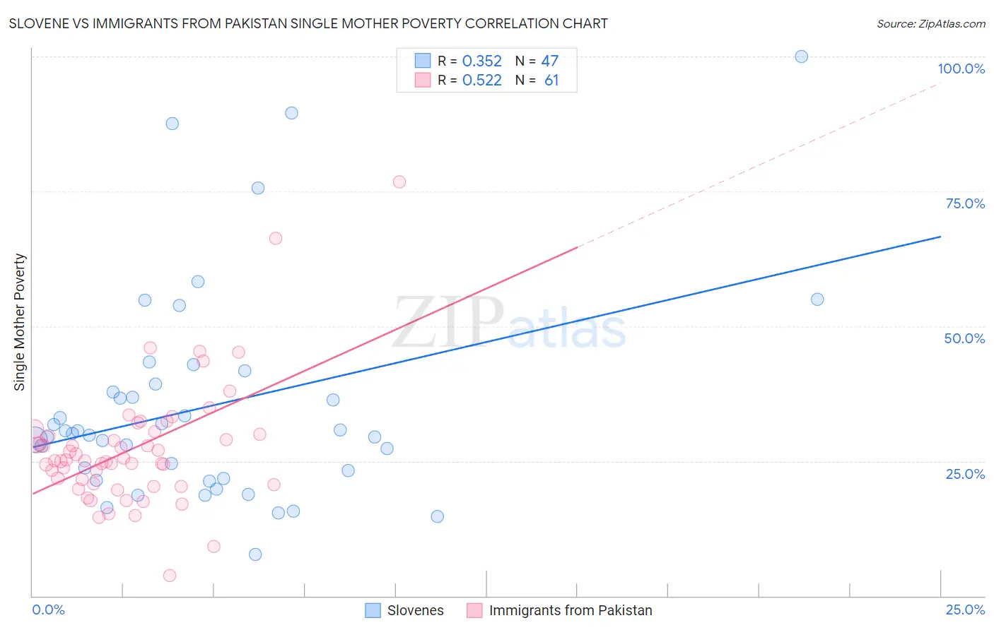 Slovene vs Immigrants from Pakistan Single Mother Poverty