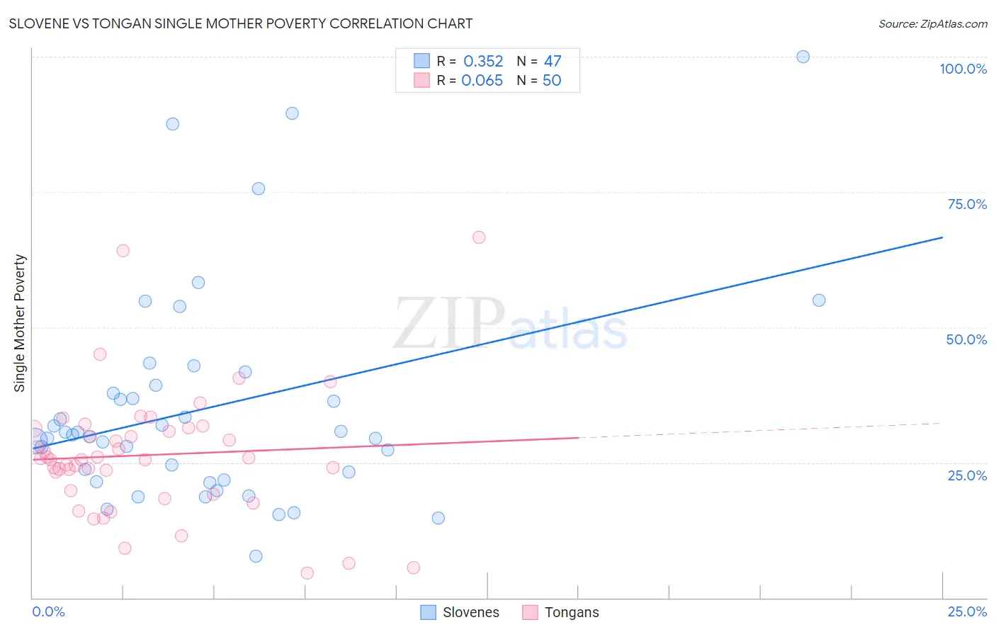 Slovene vs Tongan Single Mother Poverty