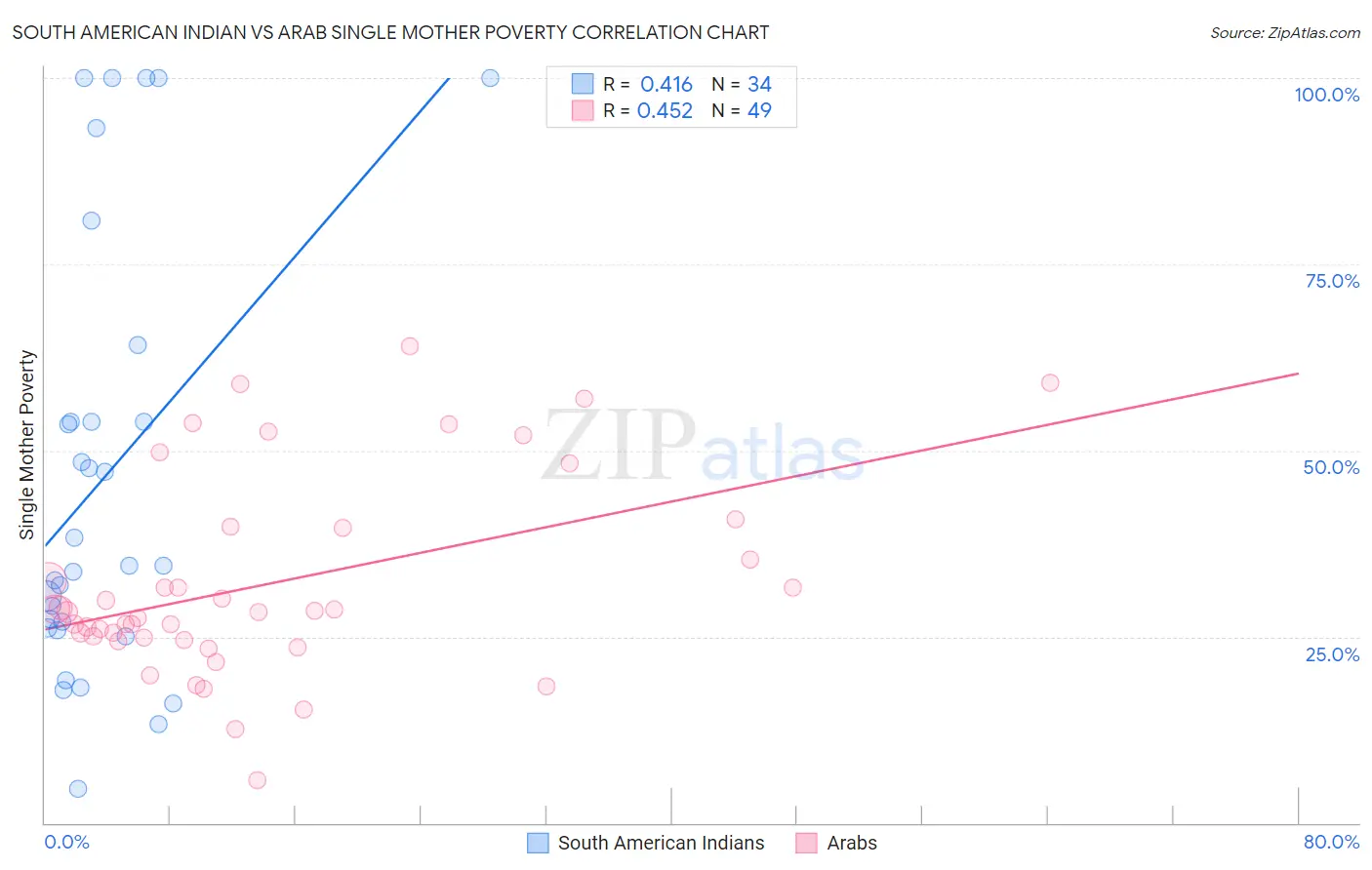 South American Indian vs Arab Single Mother Poverty