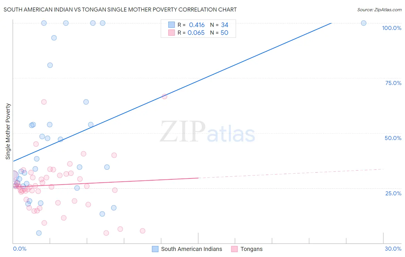 South American Indian vs Tongan Single Mother Poverty