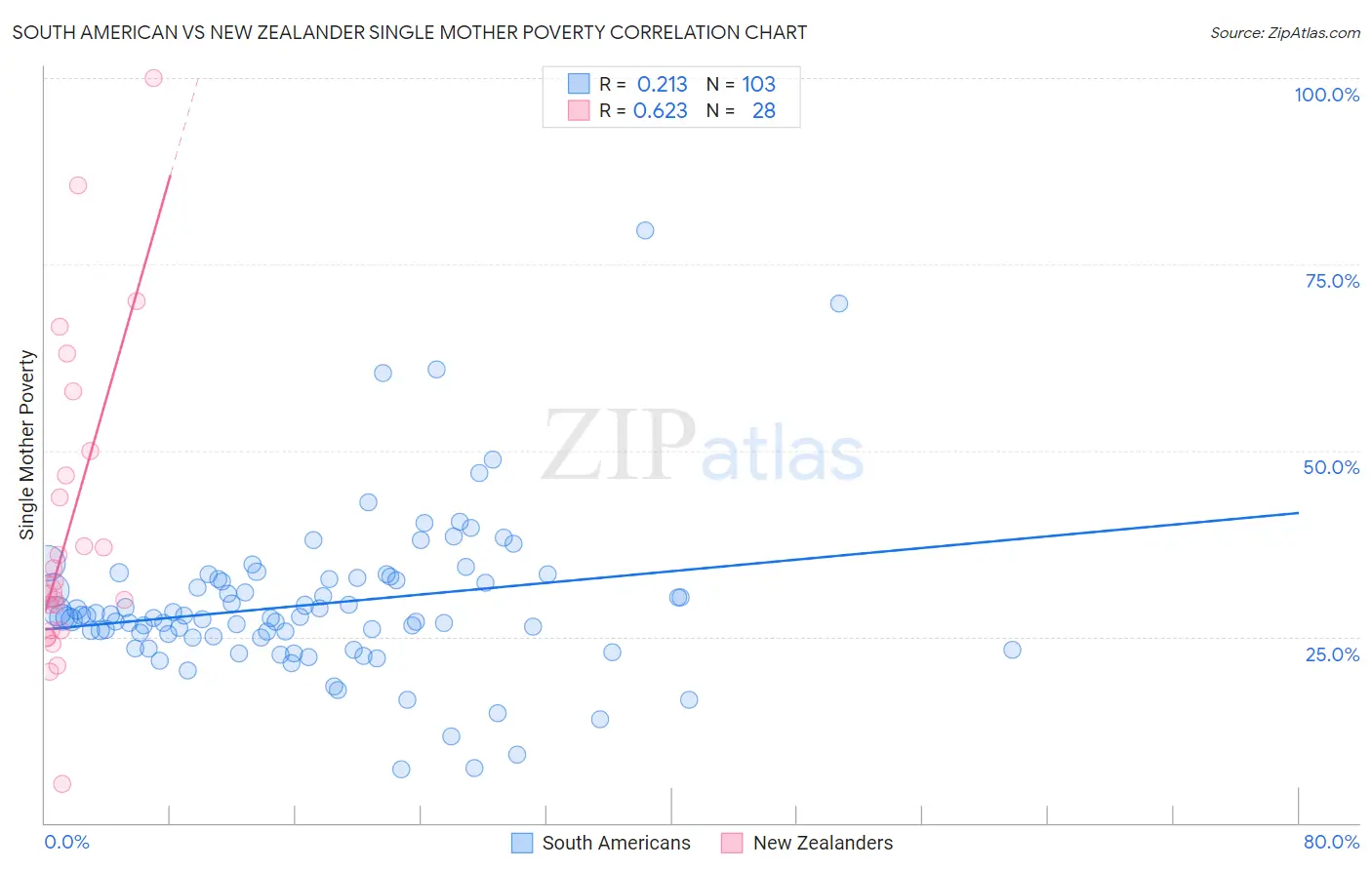 South American vs New Zealander Single Mother Poverty