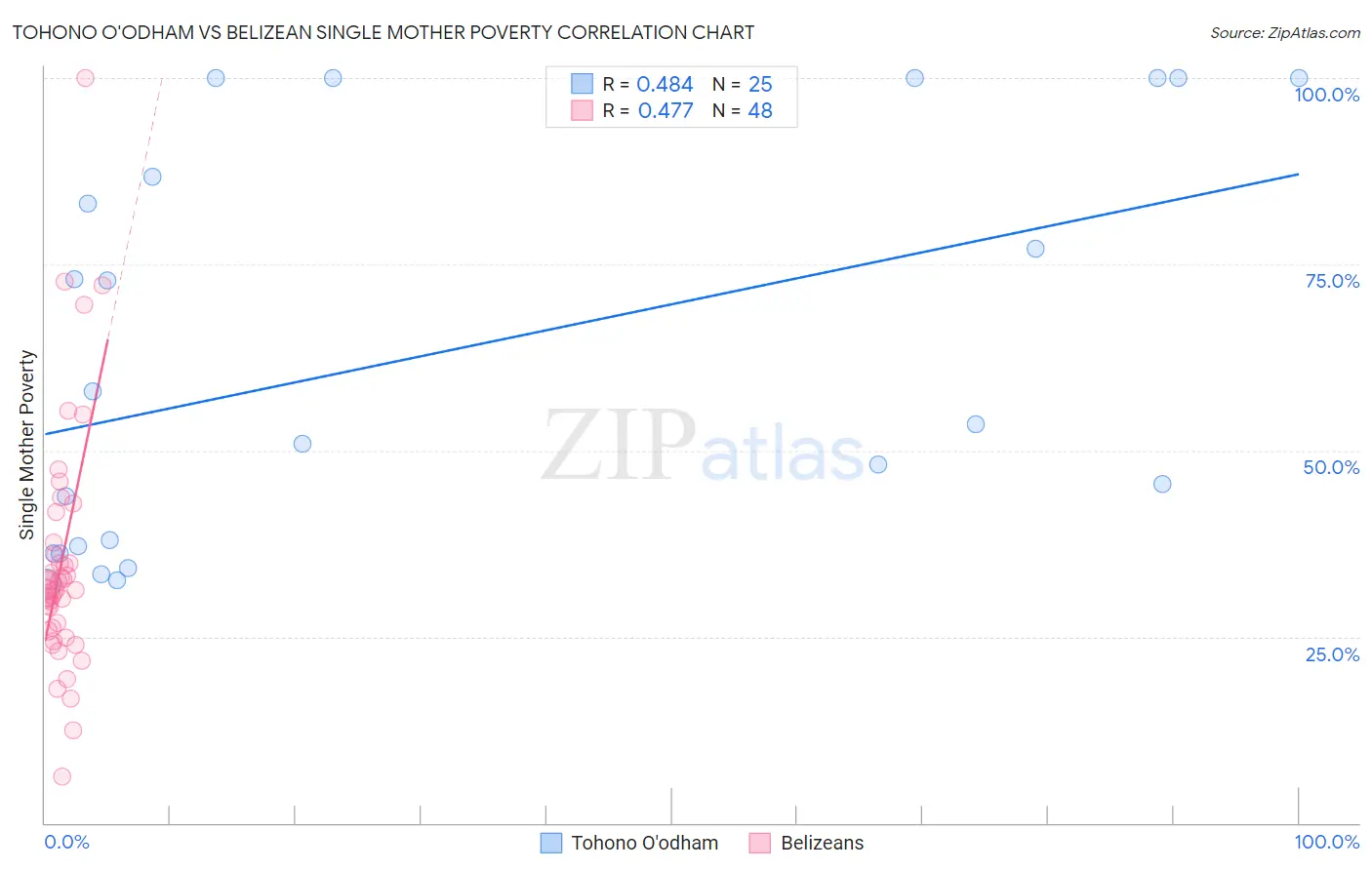 Tohono O'odham vs Belizean Single Mother Poverty