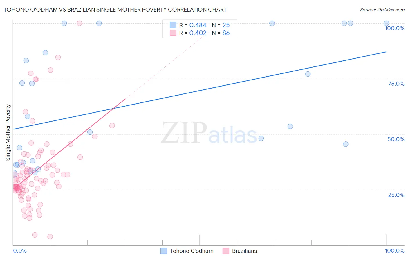 Tohono O'odham vs Brazilian Single Mother Poverty