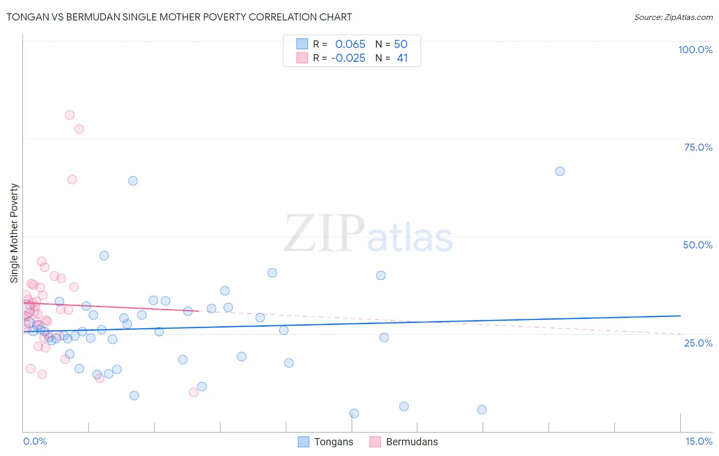 Tongan vs Bermudan Single Mother Poverty