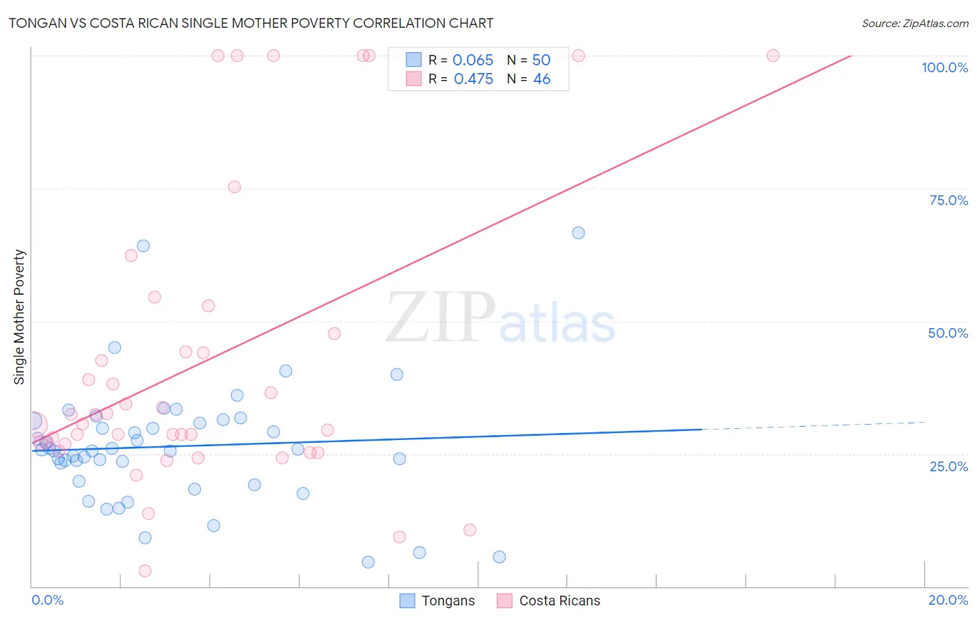 Tongan vs Costa Rican Single Mother Poverty