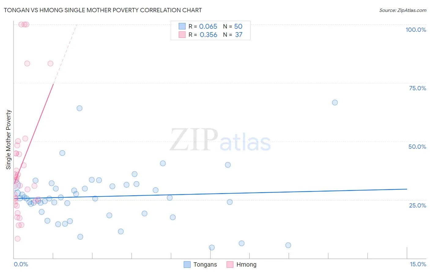 Tongan vs Hmong Single Mother Poverty