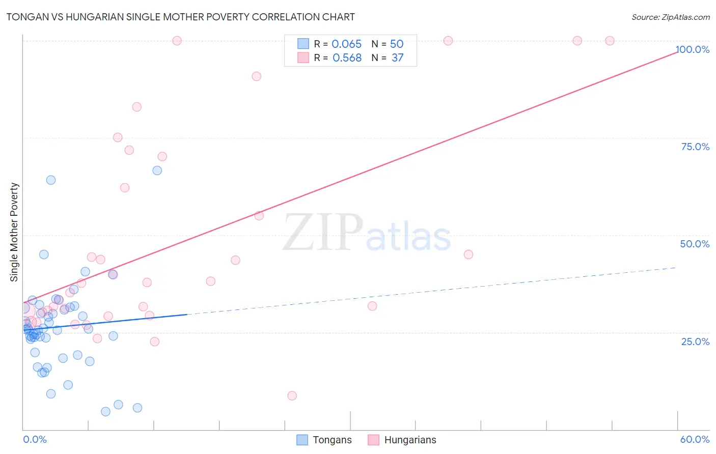 Tongan vs Hungarian Single Mother Poverty