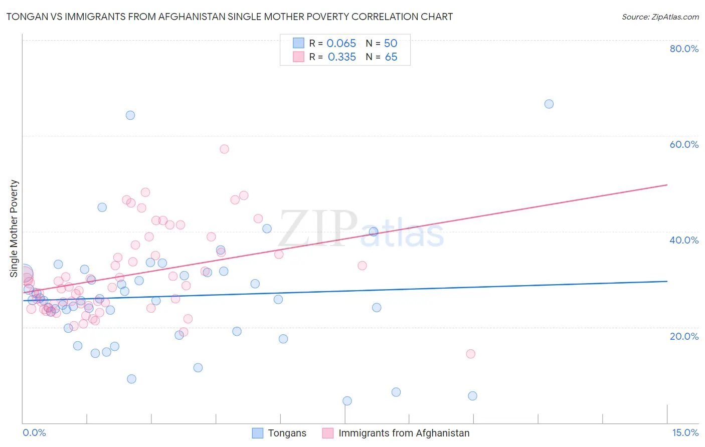 Tongan vs Immigrants from Afghanistan Single Mother Poverty