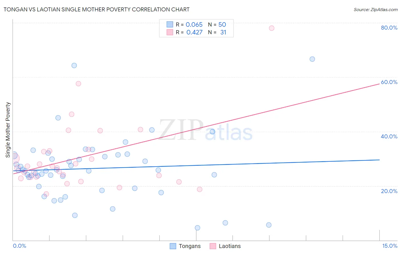 Tongan vs Laotian Single Mother Poverty