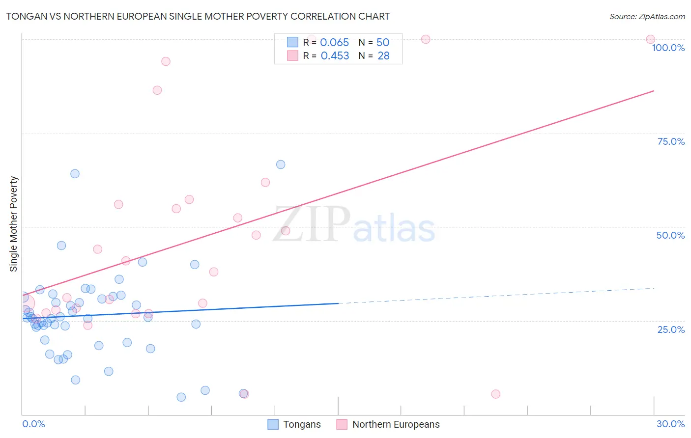 Tongan vs Northern European Single Mother Poverty