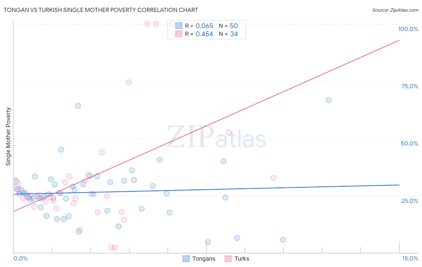 Tongan vs Turkish Single Mother Poverty