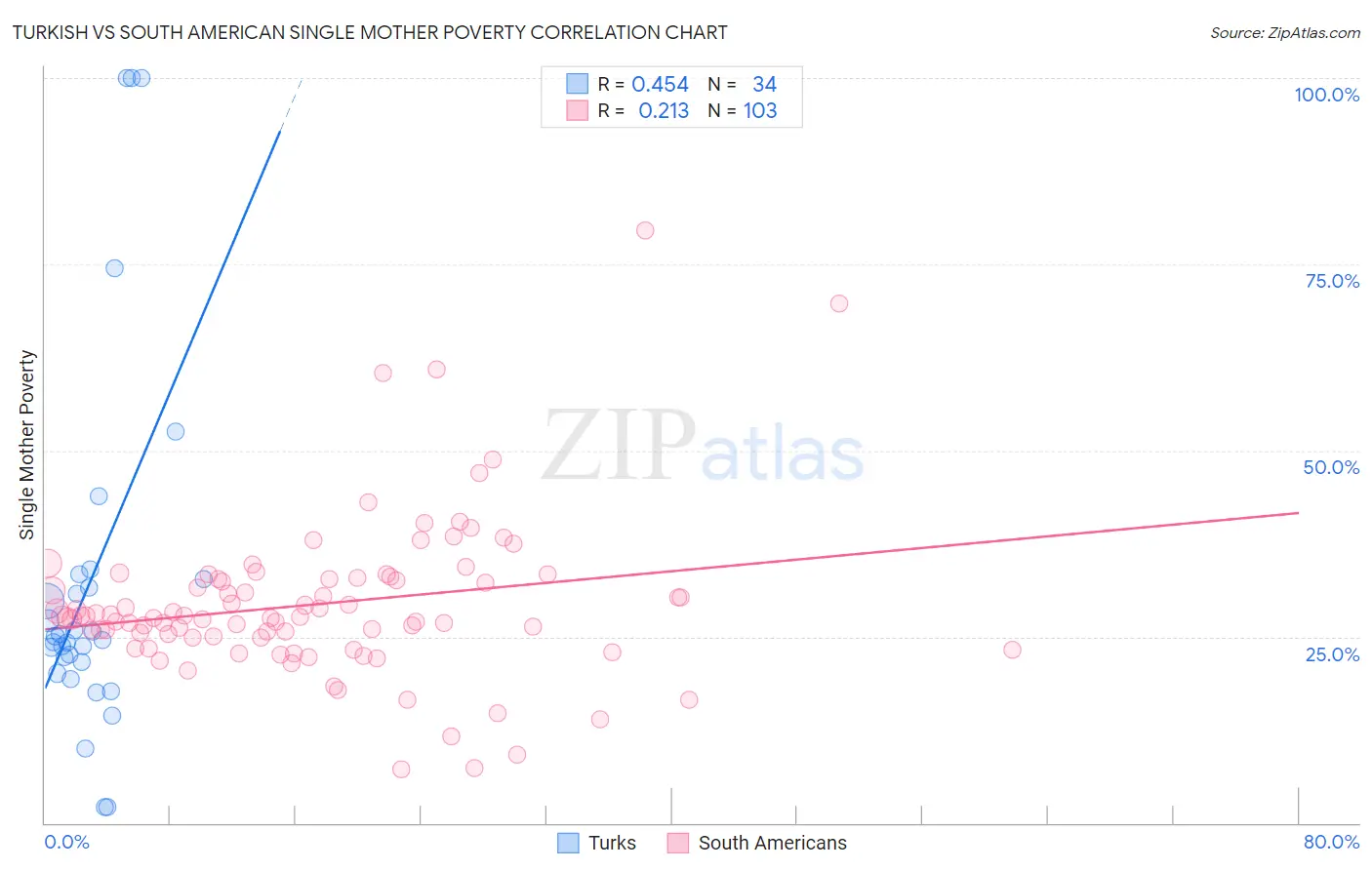 Turkish vs South American Single Mother Poverty