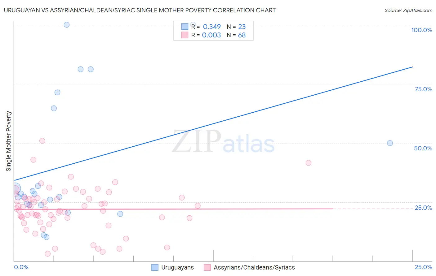 Uruguayan vs Assyrian/Chaldean/Syriac Single Mother Poverty