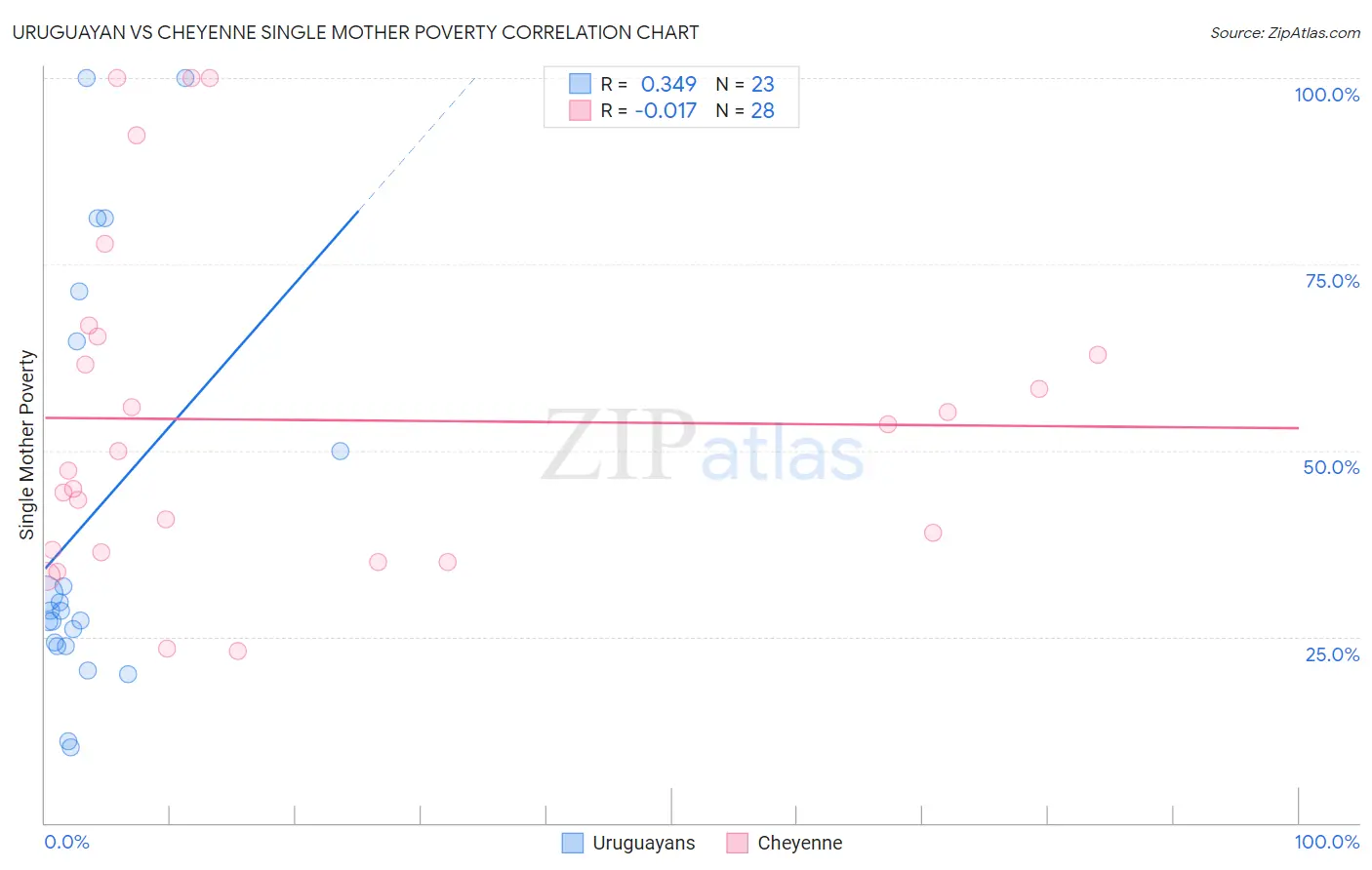 Uruguayan vs Cheyenne Single Mother Poverty