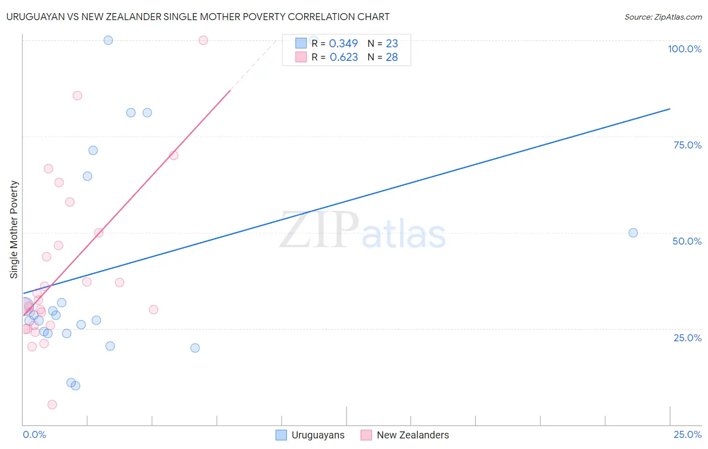 Uruguayan vs New Zealander Single Mother Poverty