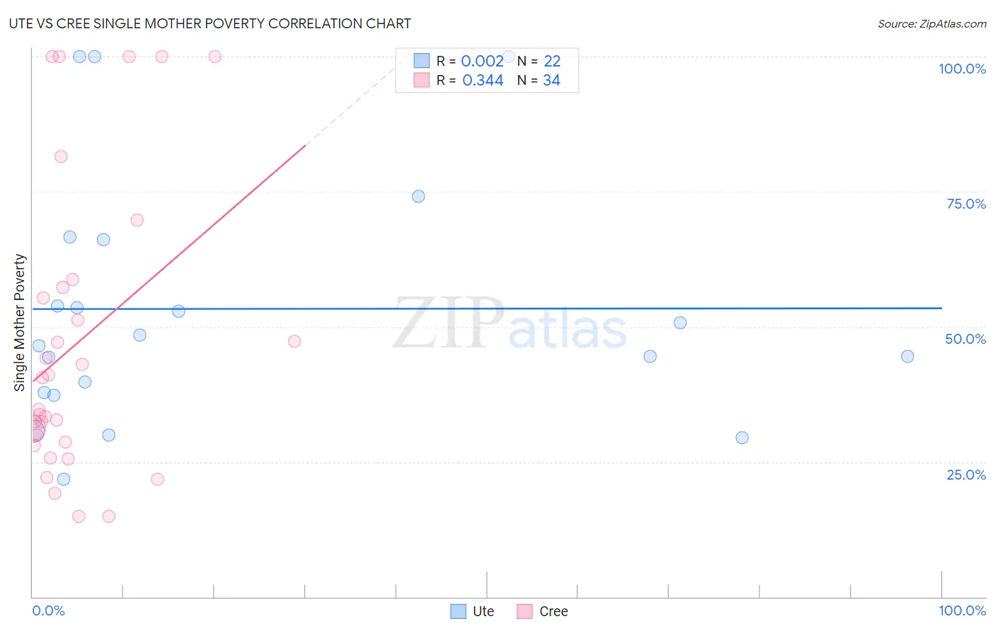 Ute vs Cree Single Mother Poverty