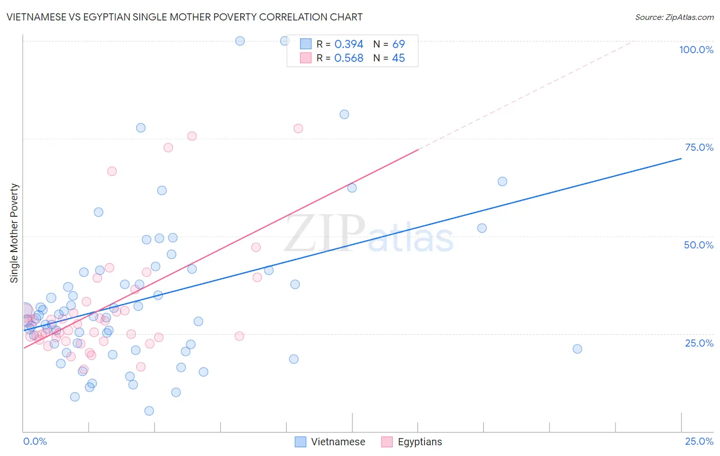 Vietnamese vs Egyptian Single Mother Poverty