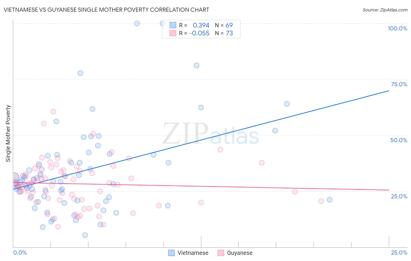 Vietnamese vs Guyanese Single Mother Poverty