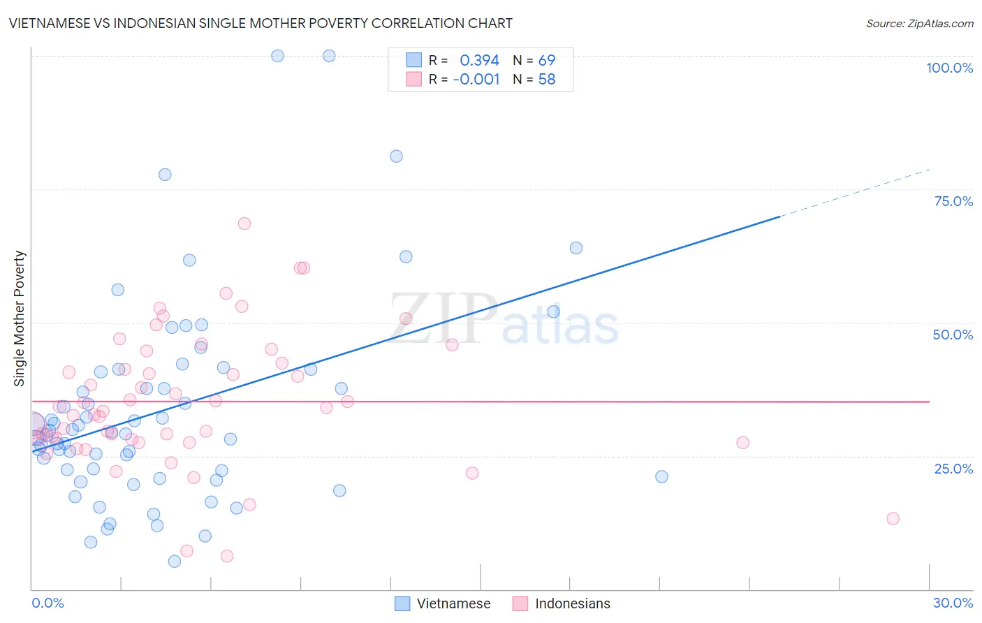 Vietnamese vs Indonesian Single Mother Poverty