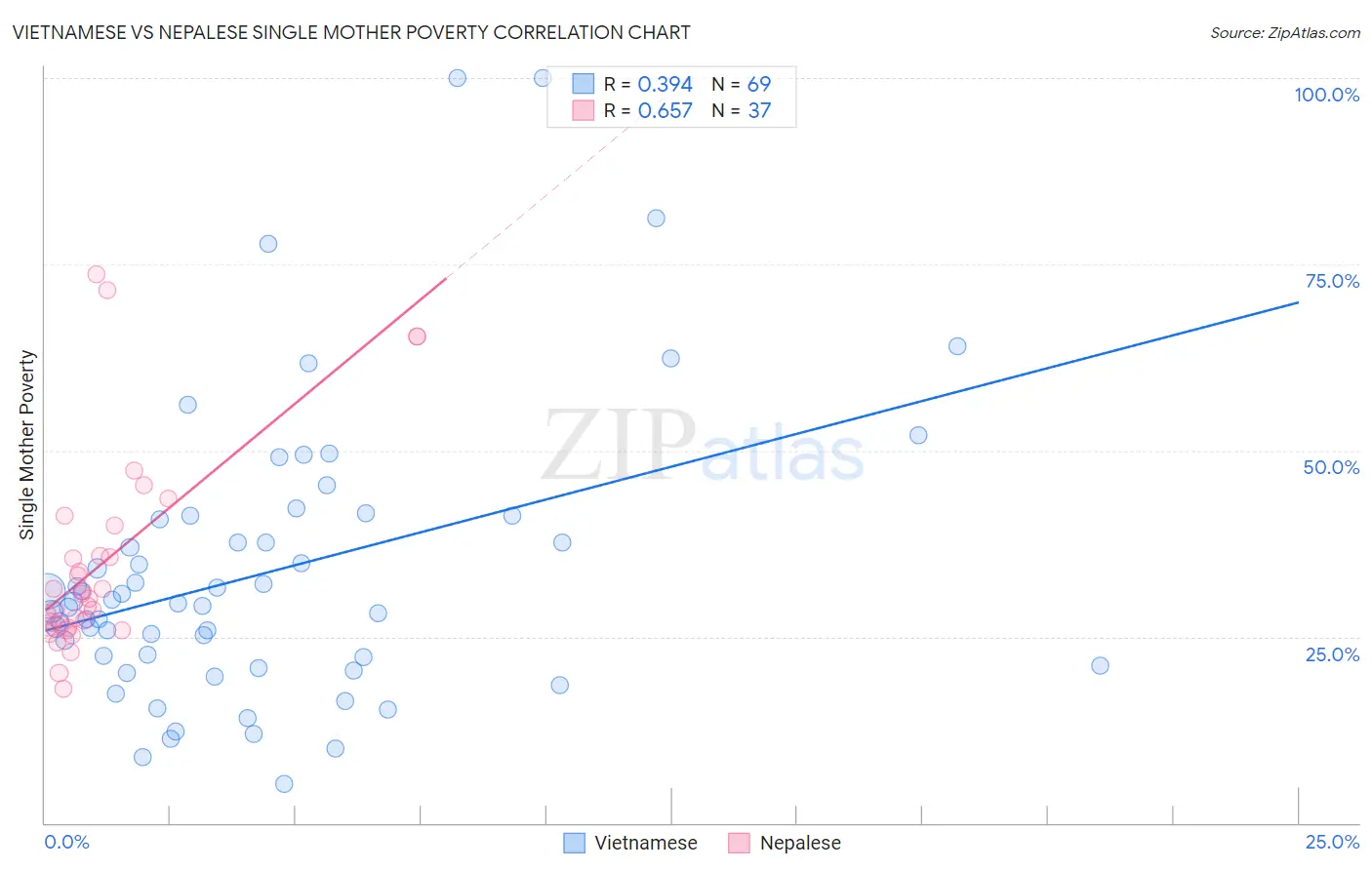 Vietnamese vs Nepalese Single Mother Poverty