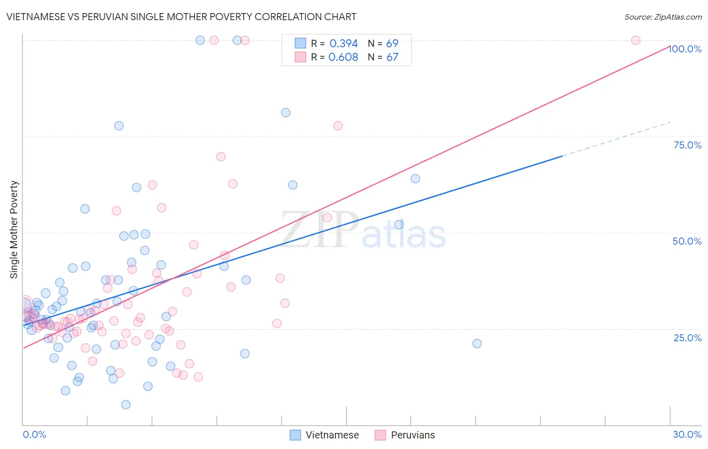 Vietnamese vs Peruvian Single Mother Poverty