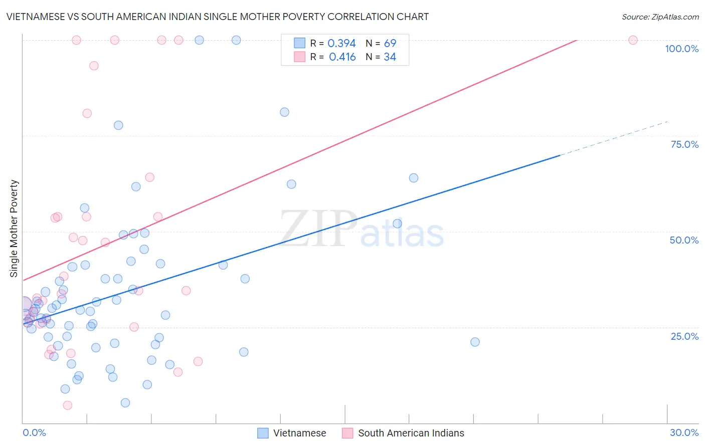 Vietnamese vs South American Indian Single Mother Poverty