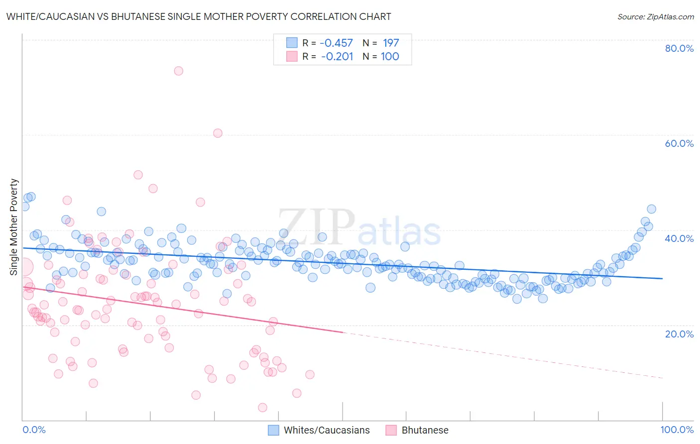 White/Caucasian vs Bhutanese Single Mother Poverty