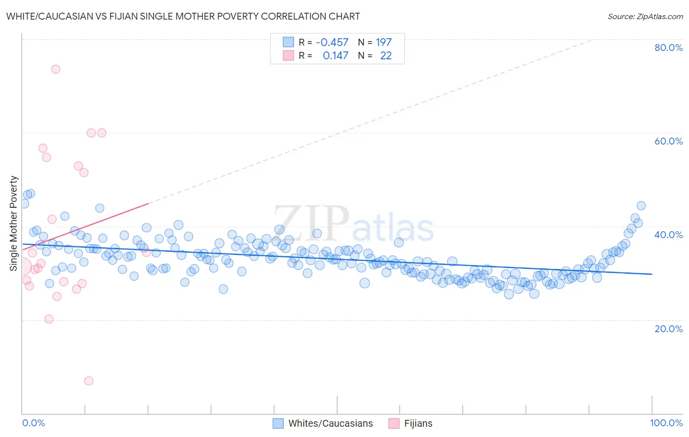 White/Caucasian vs Fijian Single Mother Poverty