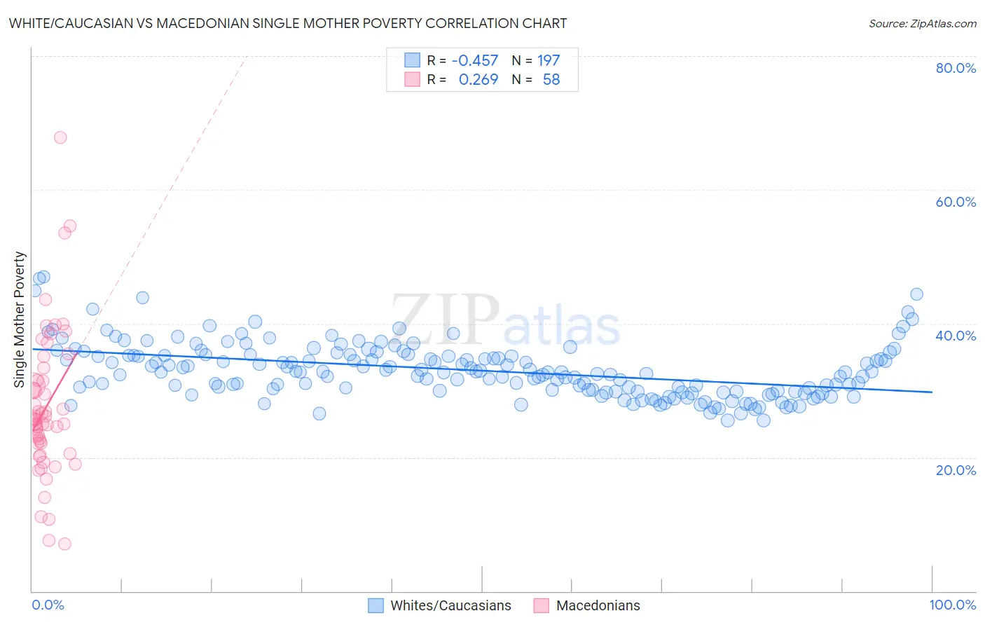 White/Caucasian vs Macedonian Single Mother Poverty