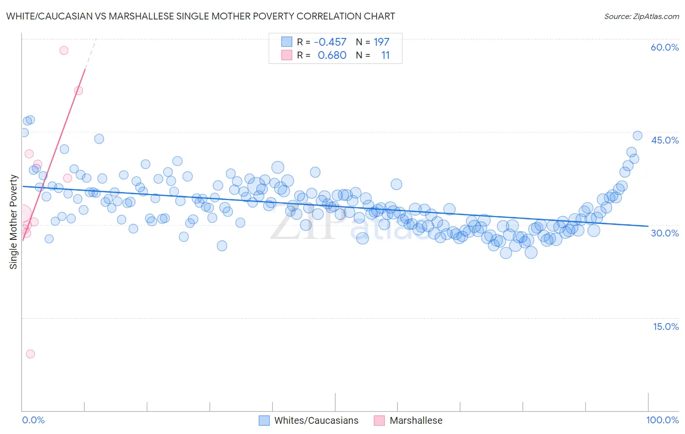 White/Caucasian vs Marshallese Single Mother Poverty