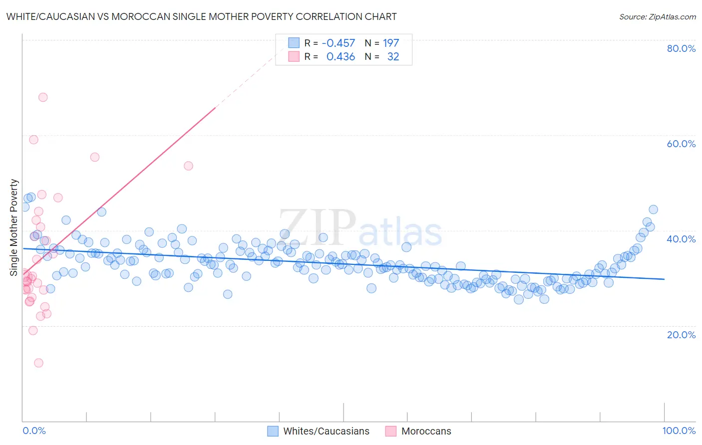 White/Caucasian vs Moroccan Single Mother Poverty