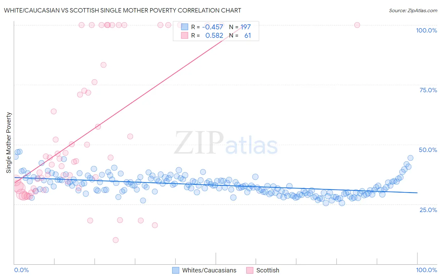 White/Caucasian vs Scottish Single Mother Poverty