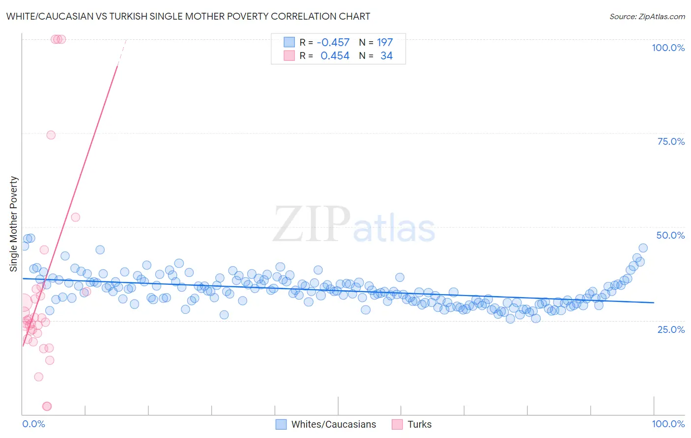 White/Caucasian vs Turkish Single Mother Poverty