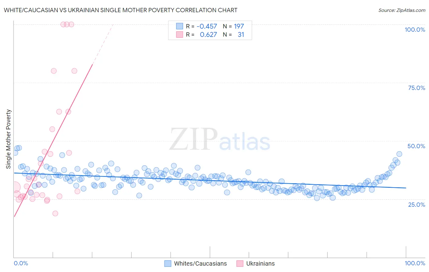 White/Caucasian vs Ukrainian Single Mother Poverty