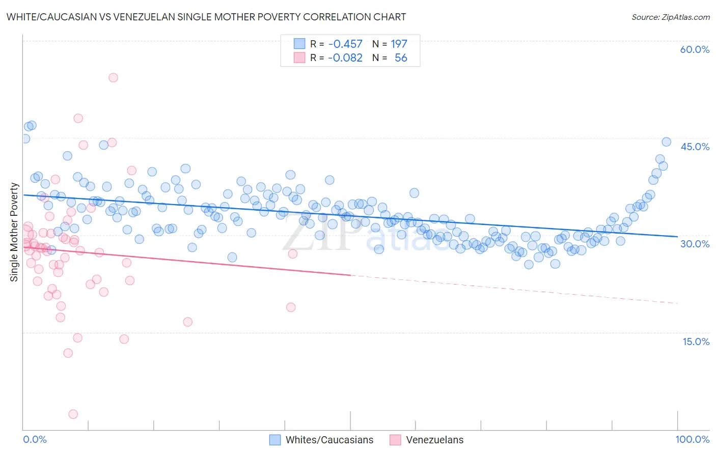 White/Caucasian vs Venezuelan Single Mother Poverty