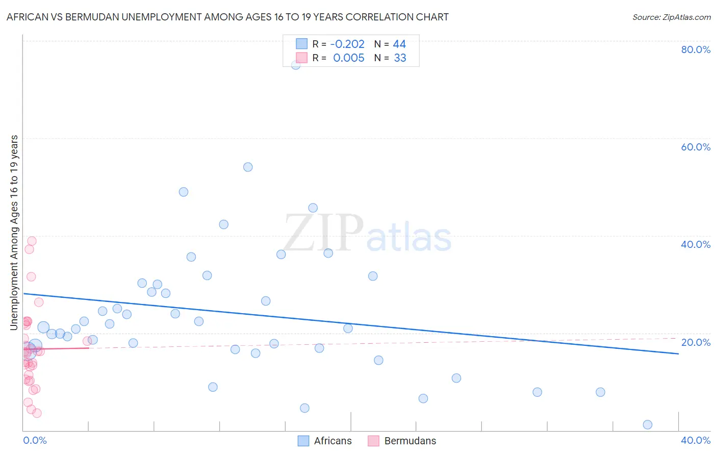 African vs Bermudan Unemployment Among Ages 16 to 19 years