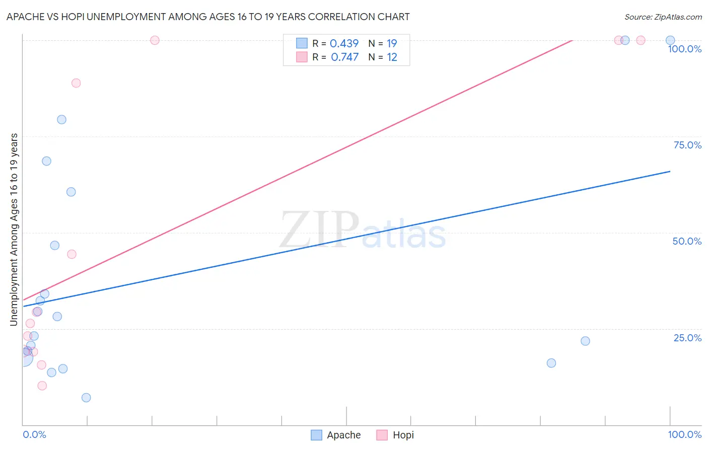 Apache vs Hopi Unemployment Among Ages 16 to 19 years