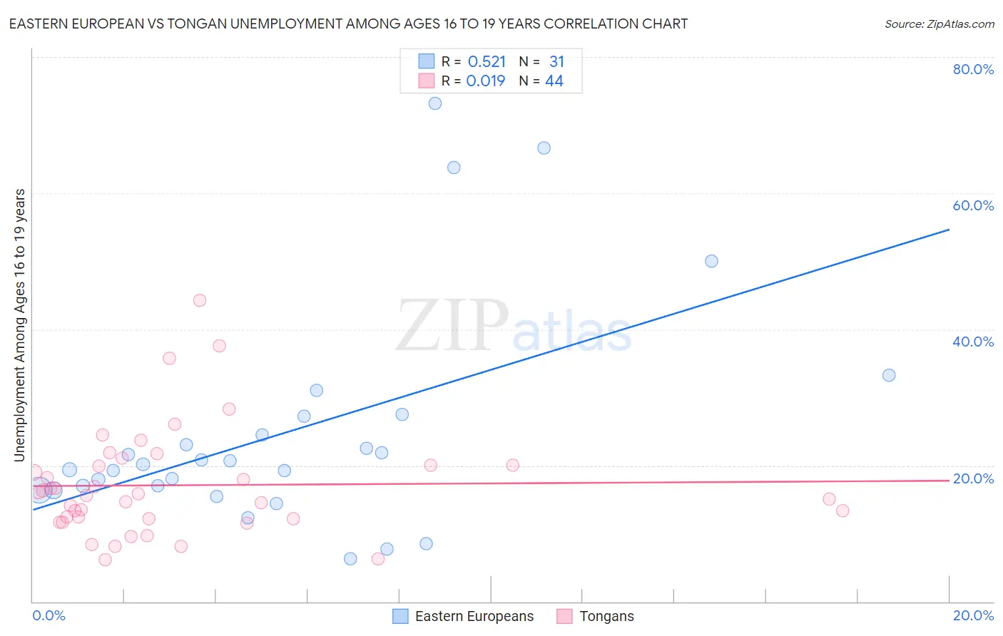 Eastern European vs Tongan Unemployment Among Ages 16 to 19 years
