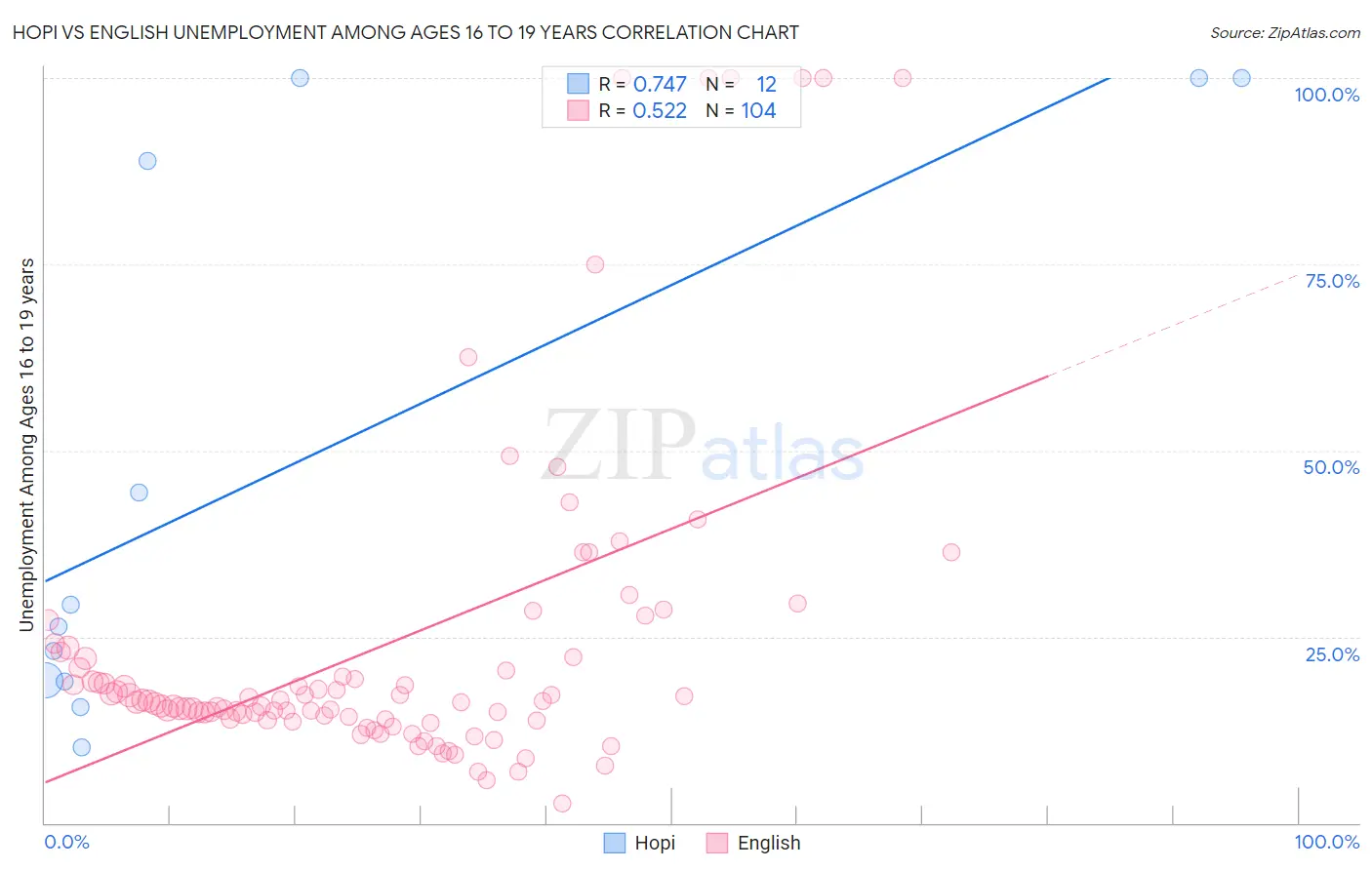Hopi vs English Unemployment Among Ages 16 to 19 years