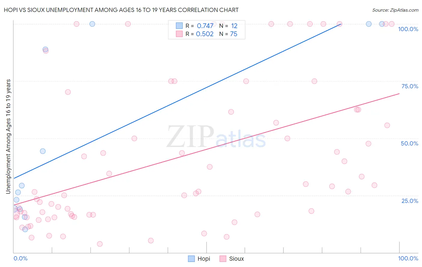 Hopi vs Sioux Unemployment Among Ages 16 to 19 years