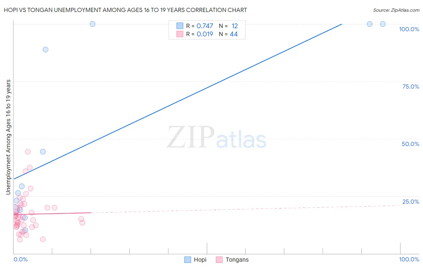 Hopi vs Tongan Unemployment Among Ages 16 to 19 years